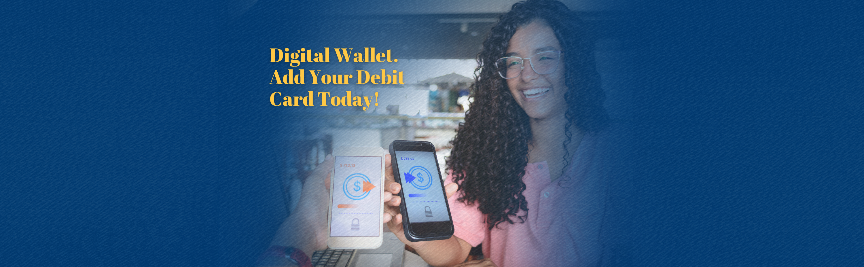 Girl holding a phone using digital wallet to make purchase